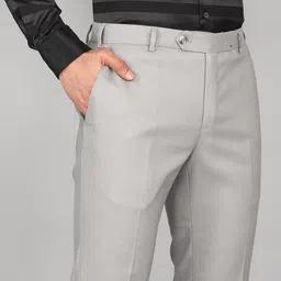 raymond Men Slim Fit Grey Polyester Trousers image 5