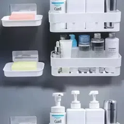 rnasun 6 ABS Plastic Kitchen Bathroom Accessories Wall Shelves Soap Stand Holder-picture-38