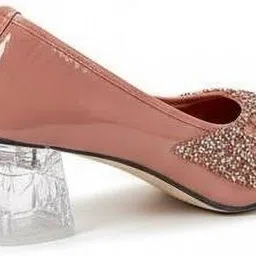 kixway Women Embellished Party Wear Transparent Block Heel Bellies Bellies For Women image 3