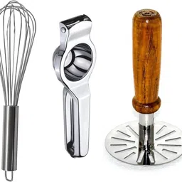 meswarn Kitchen Tools Combo Sets Potato Masher ,egg whisker,lemon squeezer Kitchen Tool Set image 1