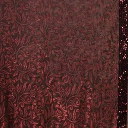 online bazaaar Floral Print Bollywood Lycra Blend Saree image 3