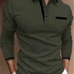md by Men Solid Polo Neck Polycotton Dark Green T-Shirt-picture-10