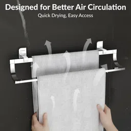 plantex Double Towel Rod for Bathroom/Dual Towel Bar/Towel Hanger/Bathroom Accessories 24 inch 1 Bar Towel Rod image 2