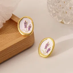 blingee White Flower Stud Earrings For Women Girls Korean earring korean jewelry Floral Alloy Earring Set, Stud Earring-picture-26