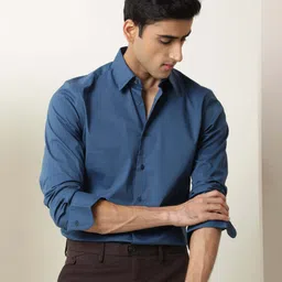 rare rabbit Men Slim Fit Solid Spread Collar Casual Shirt-picture-15