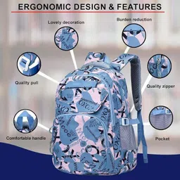 muchova Medium 25 L Laptop Backpack College School Casual Backpack Stylish Printed Big Compartment Bag image 5