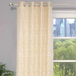 the conversion Gold Abstract Cotton Blend 8 Ft Light Filtering Eyelet Door Curtain image 1