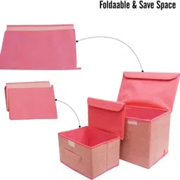 destiny ent Foldable Fabric Storage Boxes with Lids–Set of 2 Clothes Organizer Storage Box image 4