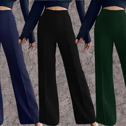 parona Women Regular Fit Blue, Black, Green Polyester Trousers-picture-33