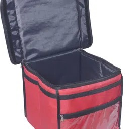 quaffor 16*16*16 Inch food/pizza/cake/zomato/swiggy/ice-cream/cold-drinks/beverages/snacks thermal insulated delivery backpack 58 LTR (Red) Waterproof Backpack image 3