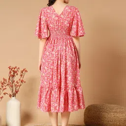 zwerlon Women A-line Pink Midi/Calf Length Dress image 2