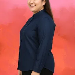 wingzss Women Regular Fit Solid Mandarin Collar Casual Shirt image 3