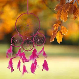 ryme Pink Color 4 Rings Dream Catcher Wall Hanging For Home / Office Wool Dream Catcher-picture-39
