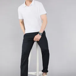 killer Men Slim Fit Dark Blue Lycra Blend Trousers image 2