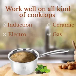omichef 18CM(2.4Ltr) Triply Stainless Steel Saucepan,Tea Pan/Milk Pan, Sauce Pan 18 cm diameter 2.4 L capacity image 5
