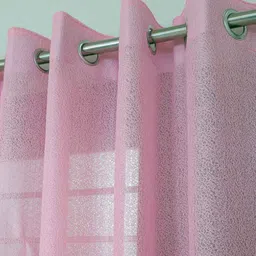 exporthub Pink Abstract Polyester 8 Ft Sheer Eyelet Door Curtains (Set of 2) image 4