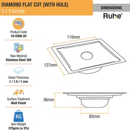 ruhe Floor Stainless Steel Push Down Strainer image 2