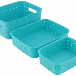 shopello Plastic Multipurpose Smart Shelf Basket Set 3 Pc Storage Basket For Fruits, Vegetables, Magazines, Cosmetics etc Storage Basket-picture-26