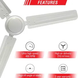 usha Racer (1 Star) 1 Star 1200 3 Blade Ceiling Fan image 2