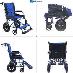 veayva Portable Folding Wheelchair with double fold Backrest and 12-Inch Wheels Shower Chair image 5