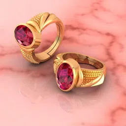 SIDHGEMS 10.25 Ratti 9.00 Crt Natural Burma Ruby Manik 925 Sterling Silver Ruby Gold Plated Ring image 3