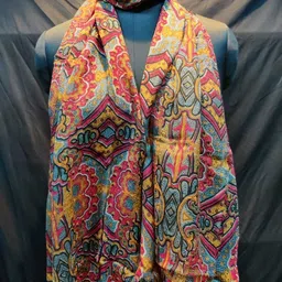 rudraoverseas Floral Print Wool Blend Women Maroon Scarf-picture-37