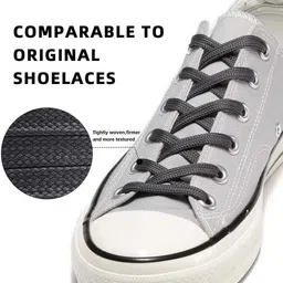 Vinylzone Premium Tear-Resistant 3 Pair Dark Grey Flat Shoe Laces for Hiking Shoes Shoe Lace image 3