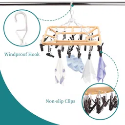 ecom home 32 Clips Flying Hangers for Drying Clothes | 360° Rotating Hanger for Balcony Plastic Tie Hanger For Tie image 4