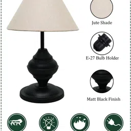 glowhere Modern Black Table Lamp, Fabric Printed Shade, Ideal for Bedroom & Living Table Lamp image 5