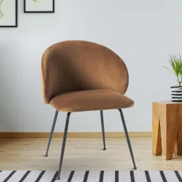 casacraft from pepperfry Nexses Velvet Dining Chair In Brown Colour image 1