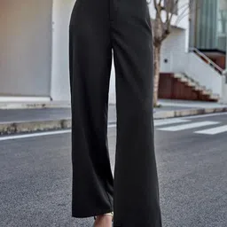 broadstar Women Loose Fit Black Lycra Blend Trousers image 2