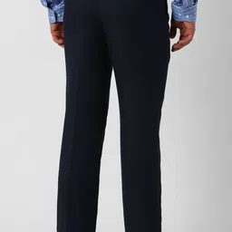 van heusen Men Regular Fit Dark Blue Polyester Trousers image 3
