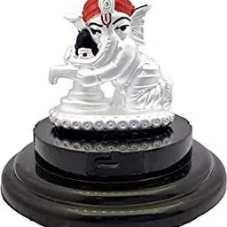 silverspot jewel 999 Pure Silver Ganesha/Vinayaka With Shiv ling Beautiful Idol with Acrylic Base Decorative Showpiece-12 cm image 2