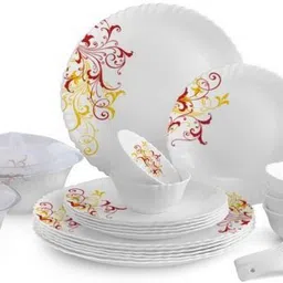 cello Pack of 37 Opalware Dazzle Yellow Scroll 37 Pcs Dinner Set-picture-14