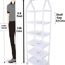 amakart XL Multipurpose 6 Shelve PVC Collapsible Wardrobe image 2