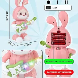 siddhanam Rabbit Guitarist Musical Dancing Toy | Rabbit Guitar with Lights & Sound for Kid image 3