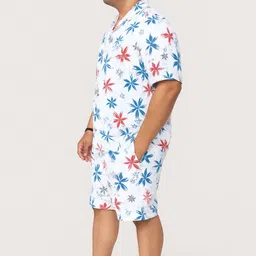 girafashion Men Top & Shorts Set Multicolor Floral Print, Printed image 3