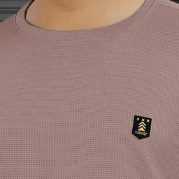 vebnor Men Solid Round Neck Polyester Beige T-Shirt image 3