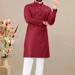 shivgarment Men Cotton Blend Kurta Pyjama Set-picture-12