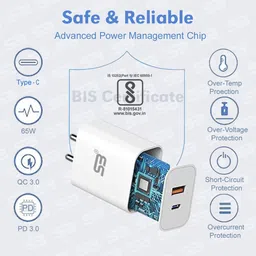 SB 45 W Qualcomm 3.0 3.4 A Dual Port Mobile Charger with Detachable Cable image 2