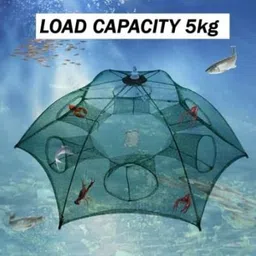 faruk 6 Holes Automatic Fishing Net Shrimp Cage, Nylon Foldable Crab Fishing Net image 5