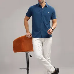 parcelyard Men Regular Fit Solid Spread Collar Casual Shirt image 5