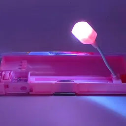 poksi Unicorn Pencil Box with Light| Dual Sharpener| Magnetic Closure | Table lamp Lig ht Art Plastic Pencil Box image 3