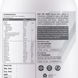 buy the whey Muscle Mass Gainer|100% Genuine|Lab Tested|For Adults With Creatine Monohydrate- Weight Gainers/Mass Gainers image 3