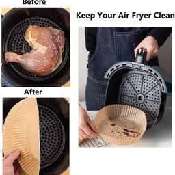 sancorp 100pc Air Fryer Disposable Paper Liner, Non-Stick Paper, Oil-Proof & Water-Proof Kitchen Tool Set image 4