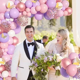 aniloons Solid Pink Balloon Garland With Butterflies Stickers Decoration. Balloon image 3