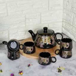 amazecart Pack of 7 Ceramic BLACK ALIVE MORNING SET-picture-16