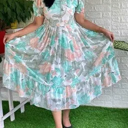 houseofcommon Women Fit and Flare Light Green Midi/Calf Length Dress-picture-19