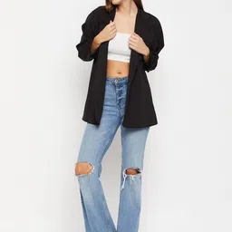 fashfun Women Solid Mandarin Casual Blazer image 5