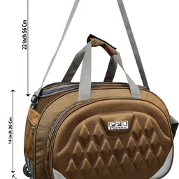 pfb duffle luggage 55 L Strolley Duffel Bag - Branded Quality Light Weight Heavy Duty Travel - Brown - Regular Capacity image 4